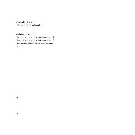 Grade Level State StandardObjectiveFormative Assessm.docx