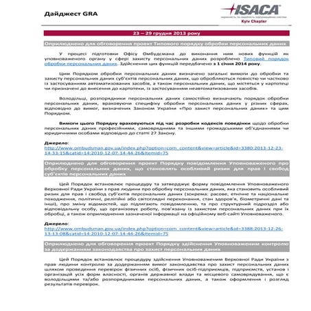 GRA Digest 23.12-29.12.2013