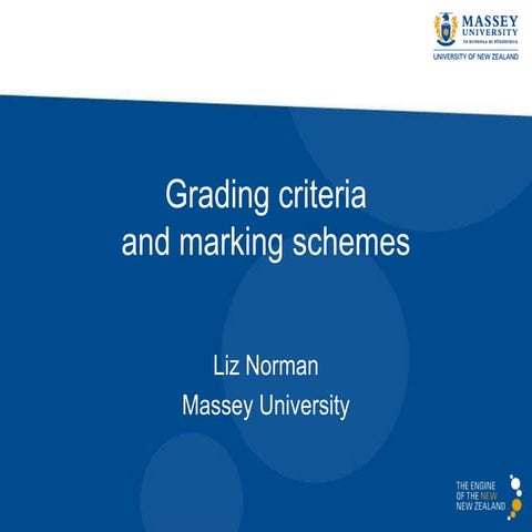 Grading criteria and marking schemes, Liz Norman, SAVS-CSU Learning and Teach...