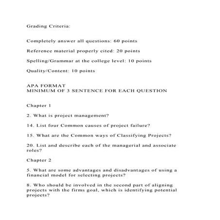 Grading Criteria Completely answer all questions 60 points.docx