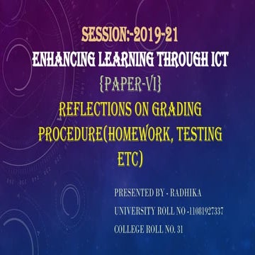 Grading Procedure on projects and others