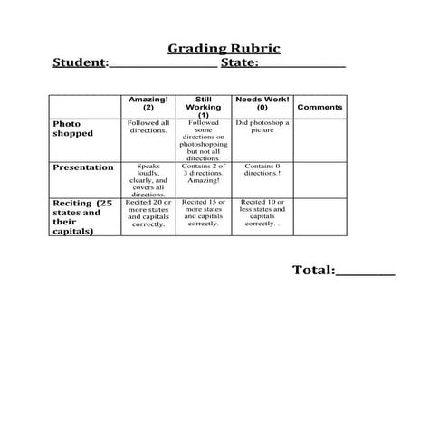 Grading rubric 