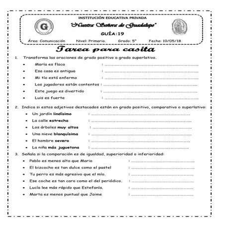 Grado positivo a grado superlativo tarea