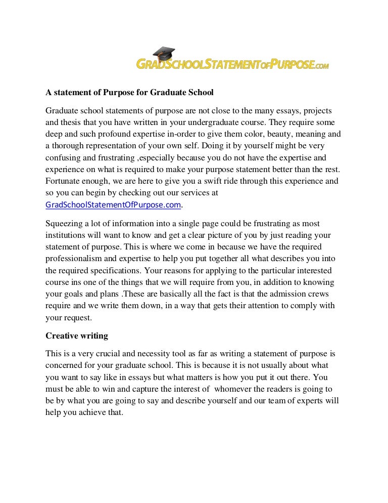 Check my essay: Statement of purpose grad school