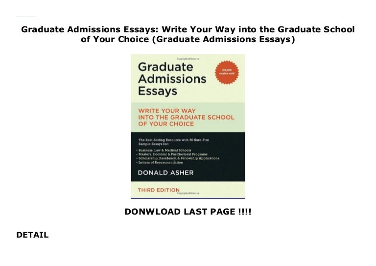 Best graduate school admission essays write way into the graduate