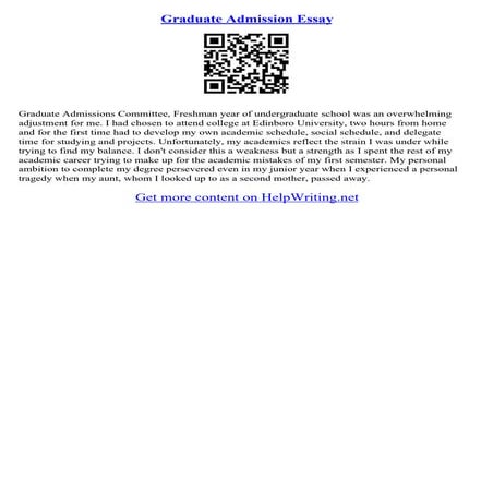 Graduate Entrance Essay