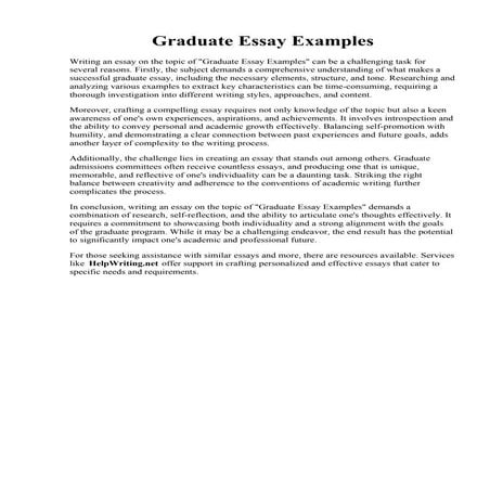 Graduate Essay Examples
