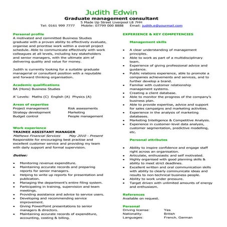 Graduate management consultant