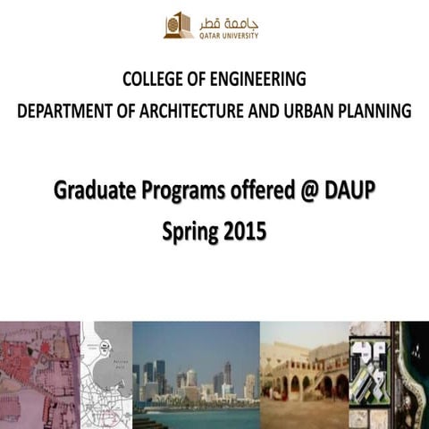 Graduate programs offered @ Department of Architecture and Urban Planning, Qa...