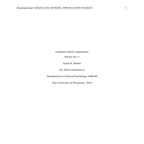 Graduate Application Essay Packet (Rejected) University of Wyoming | PDF