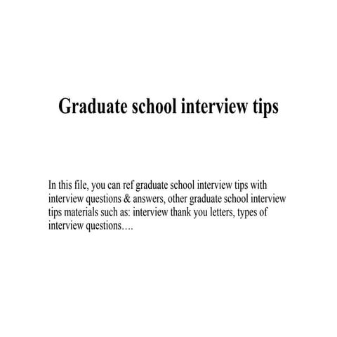 Graduate school interview tips