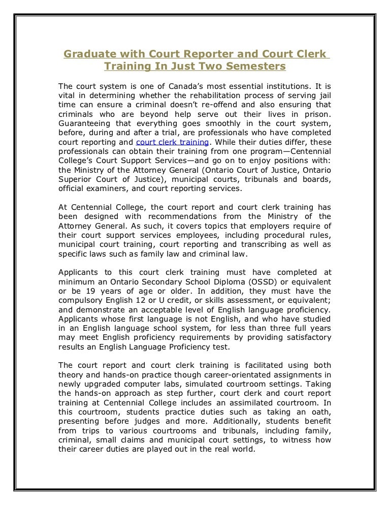 Graduate With Court Reporter And Court Clerk Training In Just Two Sem 