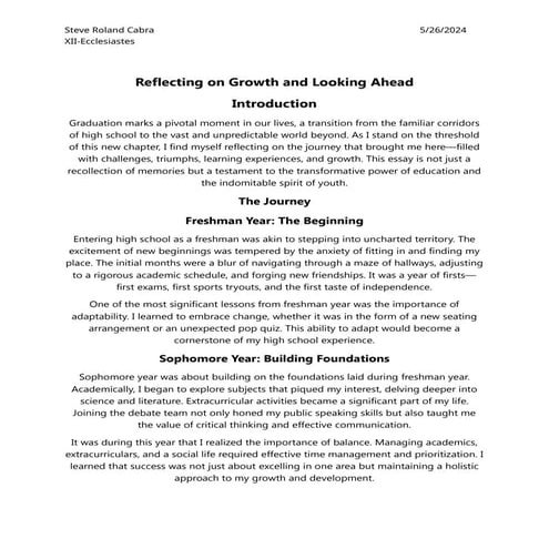 Reflecting on Growth and Looking Ahead by Steve Roland Cabra