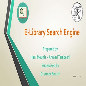 E-Library Search Engine محرك بحث لمكتبة الاكترونية | PPTX