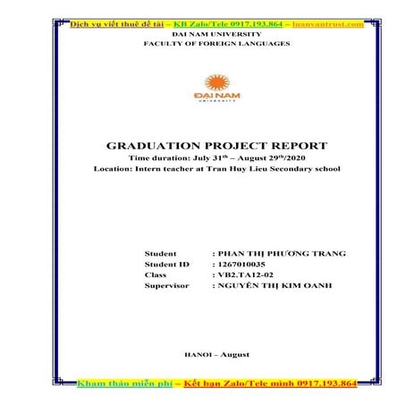 Graduation Project Report - Intern teacher at Tran Huy Lieu Secondary school....