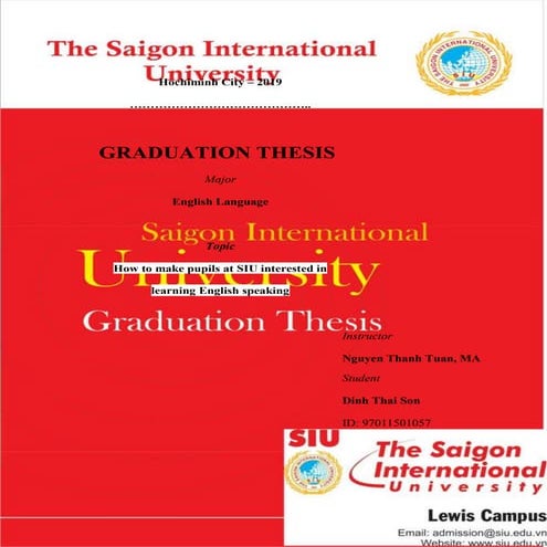 Graduation thesis major English Language How to make pupils at SIU interested...