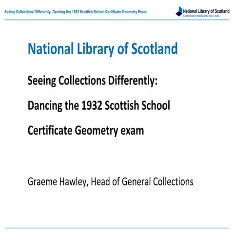 Seeing Collections Differently: Dancing the 1932 Scottish School Certificate ...