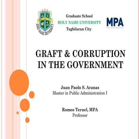 Graft & corruption in the government