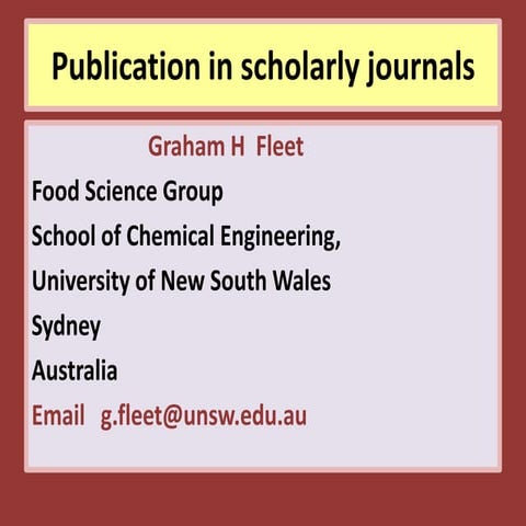 Graham Fleet publication in scholarly journals