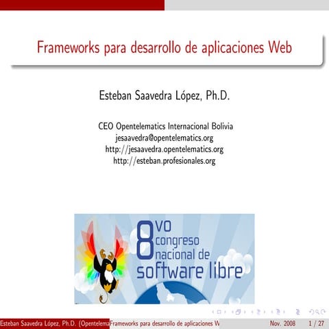 Frameworks para desarrollo de aplicaciones Web