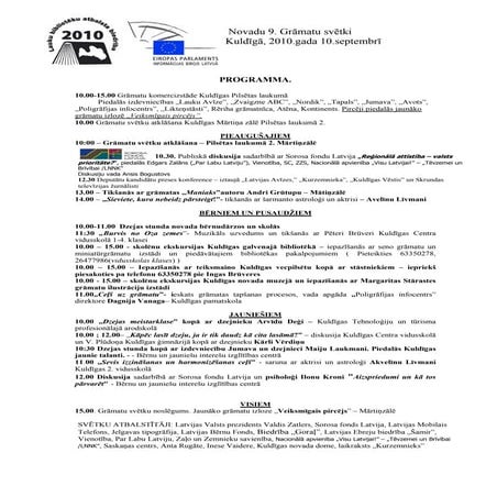 Novadu 9. Grāmatu svētku programma (Kuldīga)
