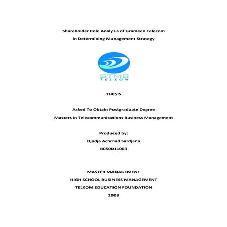 Grameen Telecom Stakeholder: My  Thesis Summary