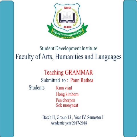 Teaching Methodology " Teaching Grammar"