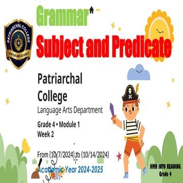 Grammar - Subject and Predicate.power point