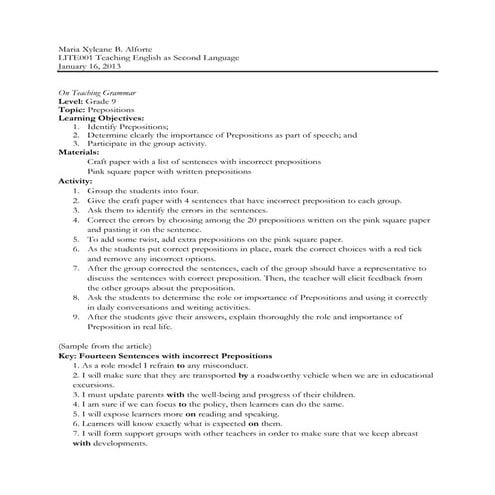 Grammar and listening skills for tesl