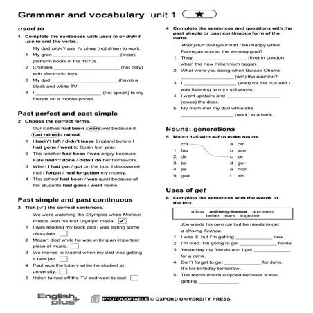 Grammar and vocabulary basic u1
