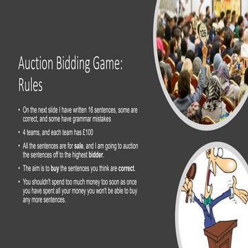 Grammar auction game