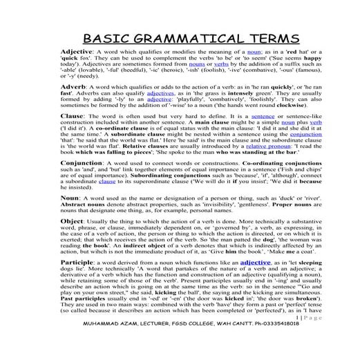 Grammar for Matric & Intermediate by Muhammad Azam 