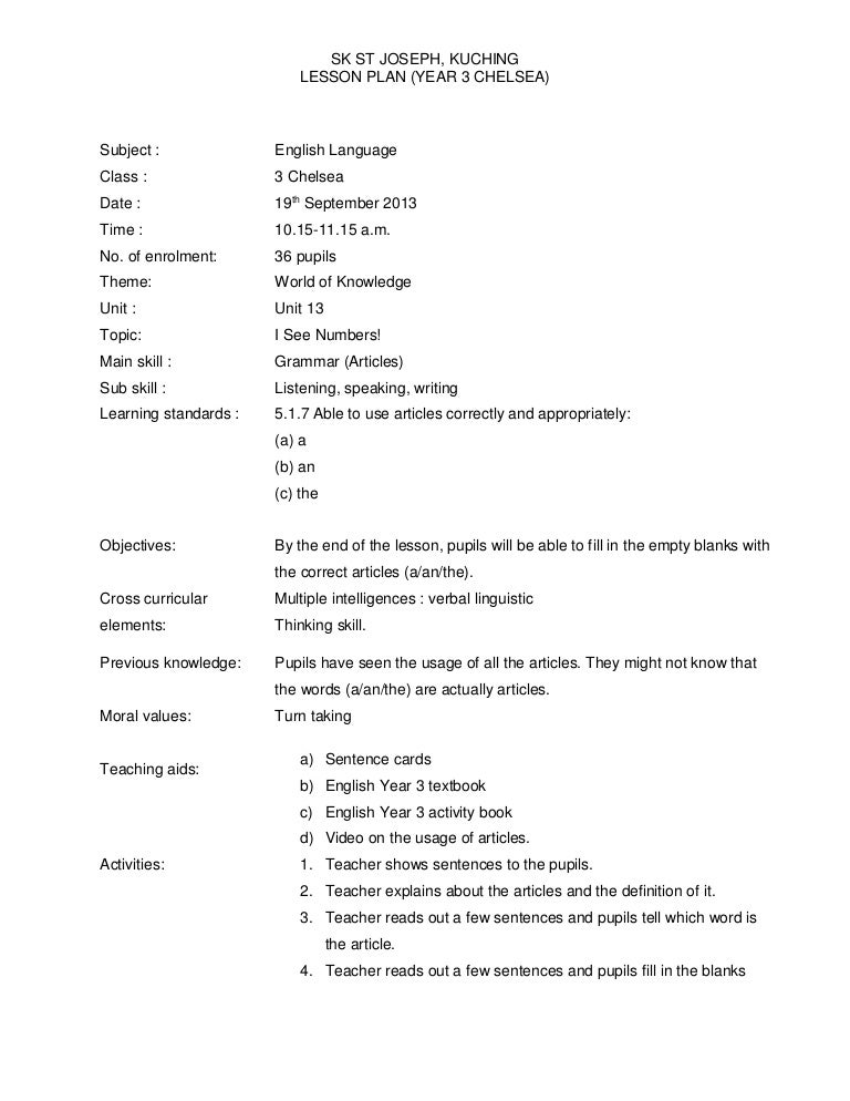 Grammar Lesson Plan Grammar Lesson Plan