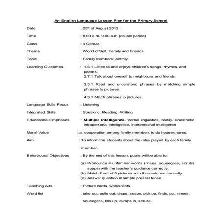 Grammar Lesson Plan