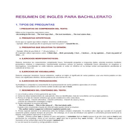 Grammar para bachillerato inglés bueno