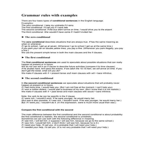 Grammar rules with examples