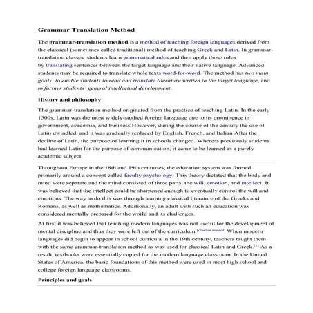 Grammar Translation Method