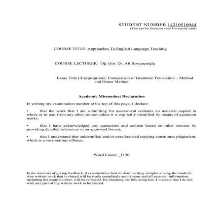 Grammar translatıon method and dırect method