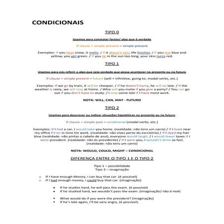 Conditional - Type 0, 1, 2 and 3