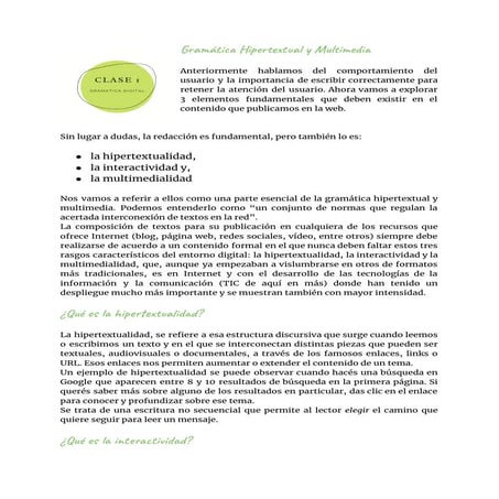 Gramática Hipertextual y Multimedia
