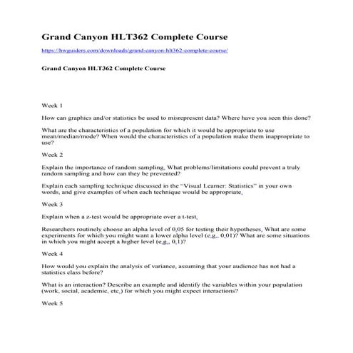 Grand canyon hlt362 complete course