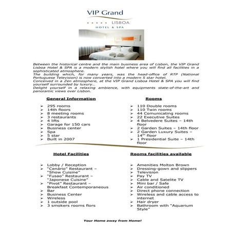VIP Grand Hotel & Spa Fact Sheet | PDF
