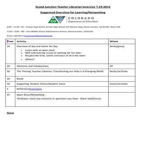 Grand junction july 2015 agenda