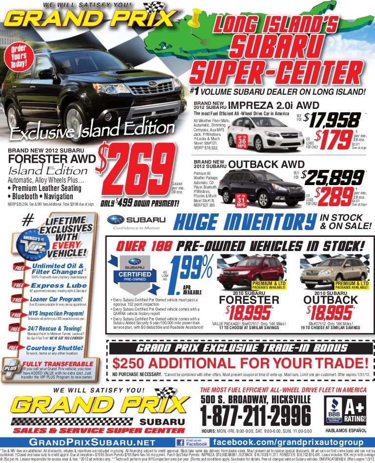 Subaru Certified Pre Owned 2 >> Grand Prix Subaru Subaru Certified Pre Owned 2 >> Grand Prix Subaru