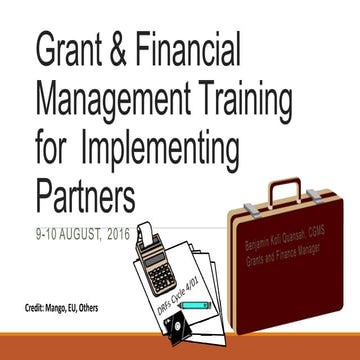 Grant and Financial Management Training for Implementing Partners