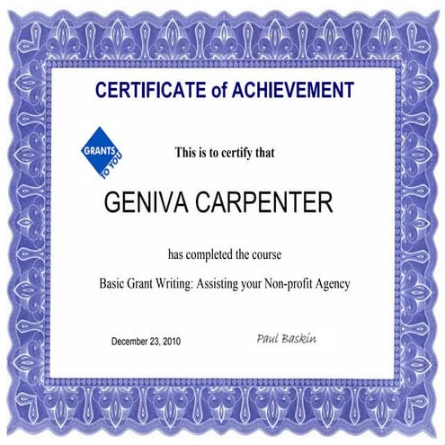 Grant Certificate | PDF | Education