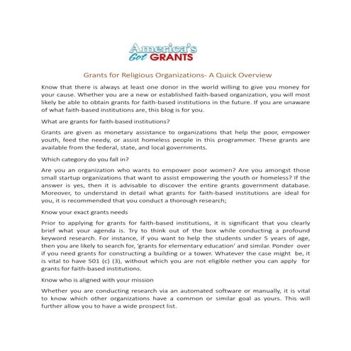 Grants for Religious Organizations- A Quick Overview.pptx