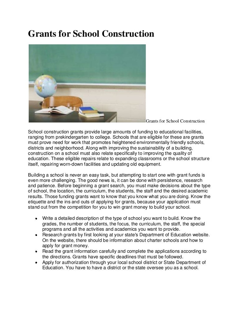 Grants for school construction