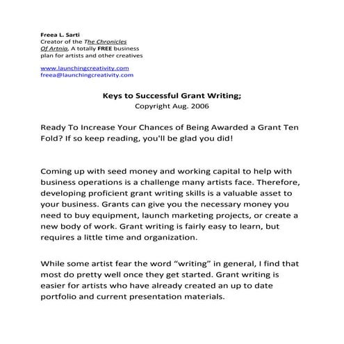 Artist Grant Success Tips