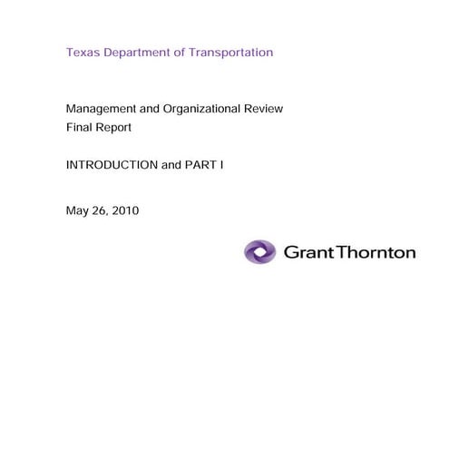 Grant Thornton: TxDOT Managament and Organizational Review